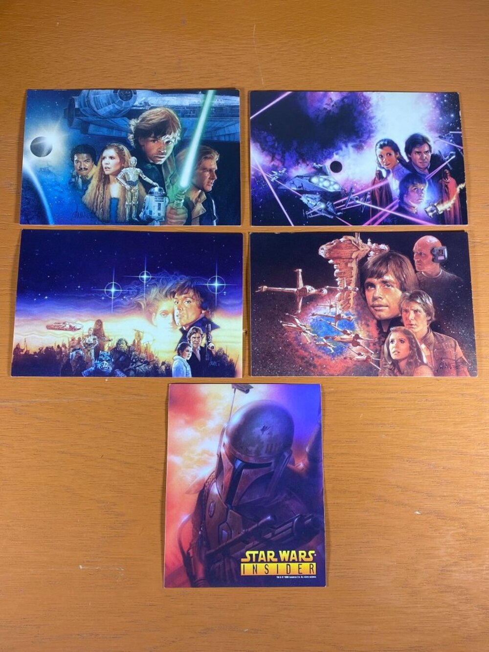 1996 Star Wars Insider Drew Struzan Postcard Set 4 Darksaber Shield of Lies!